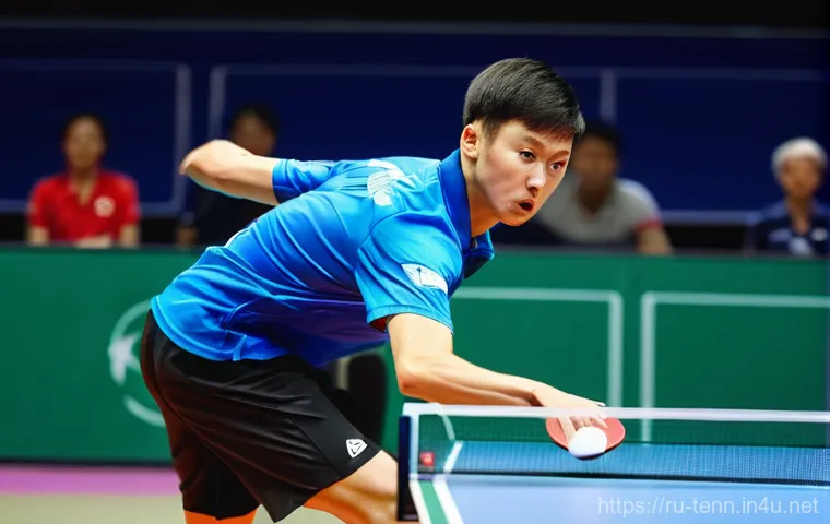 탁구 공과 라켓의 궁합 - Image Prompt 1: Dynamic Table Tennis Action with Modern Equipment** 탁구 공과 라켓의 궁합 - Image Prompt 1: Dynamic Table Tennis Action with Modern Equipment**