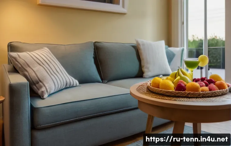 테니스 관람 장소 추천 - **Cozy Home Tennis Ritual**
A warmly lit, inviting living room scene at dusk. A young adult or a...